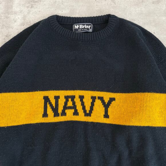 Vintage McBriar US Navy knit pullover navy blue sweater size small - Picture 2 of 6